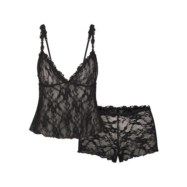 Womens Stretch Lace Triangle Cami and Short Set