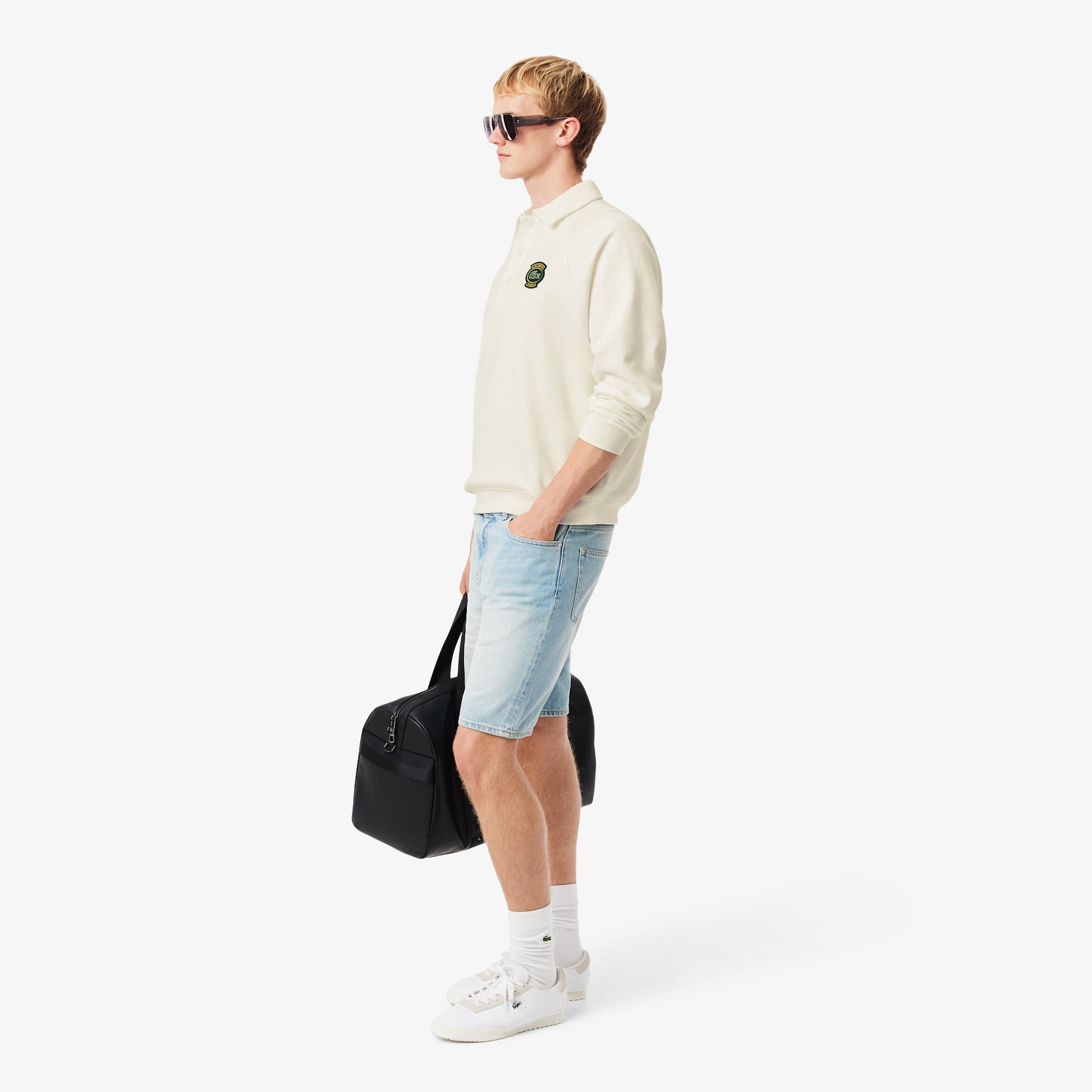 Loose Fit Polo Collar Fleece Sweatshirt