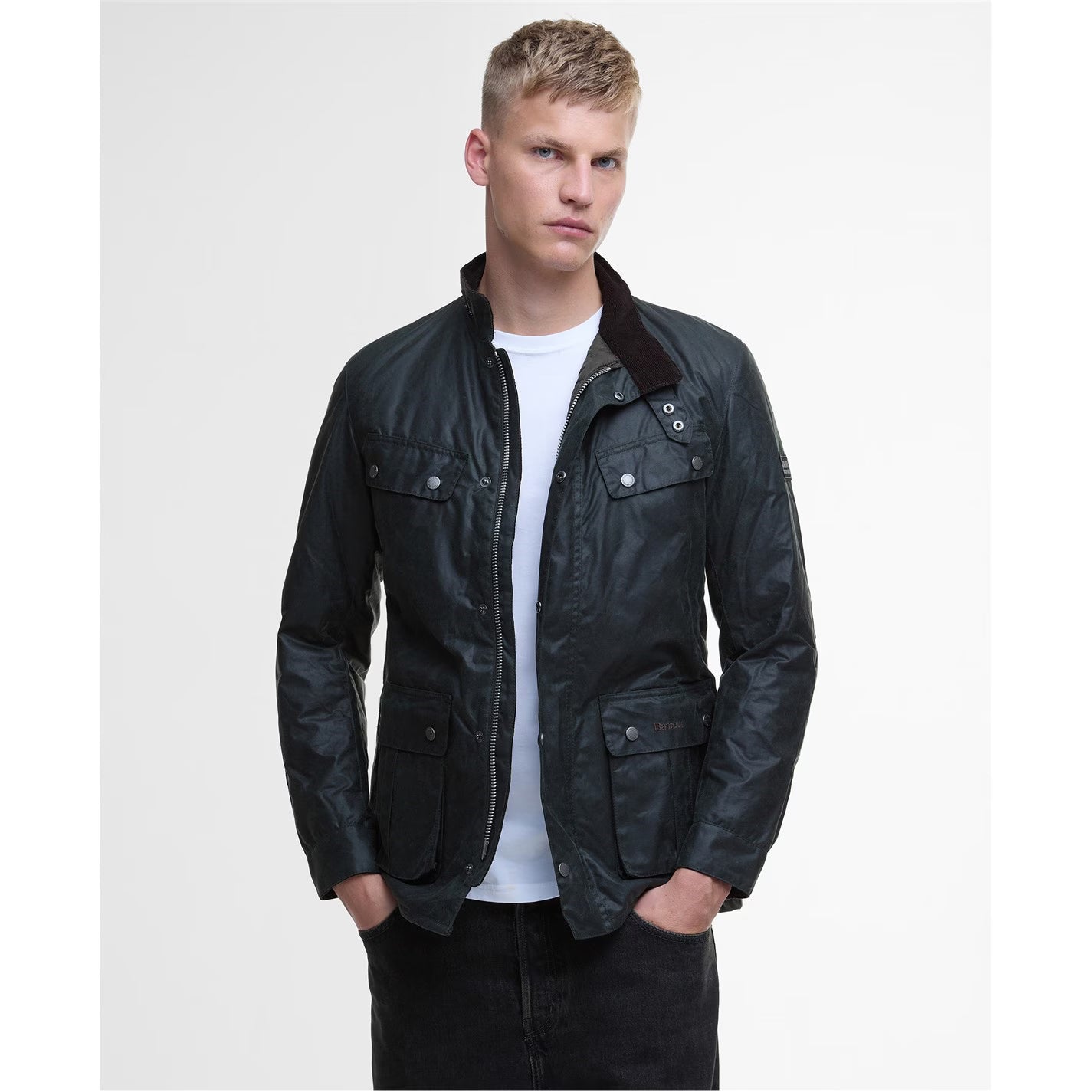 Barbour International Men's Duke Water Resistant Windproof Cotton Long Sleeve Wax Jacket