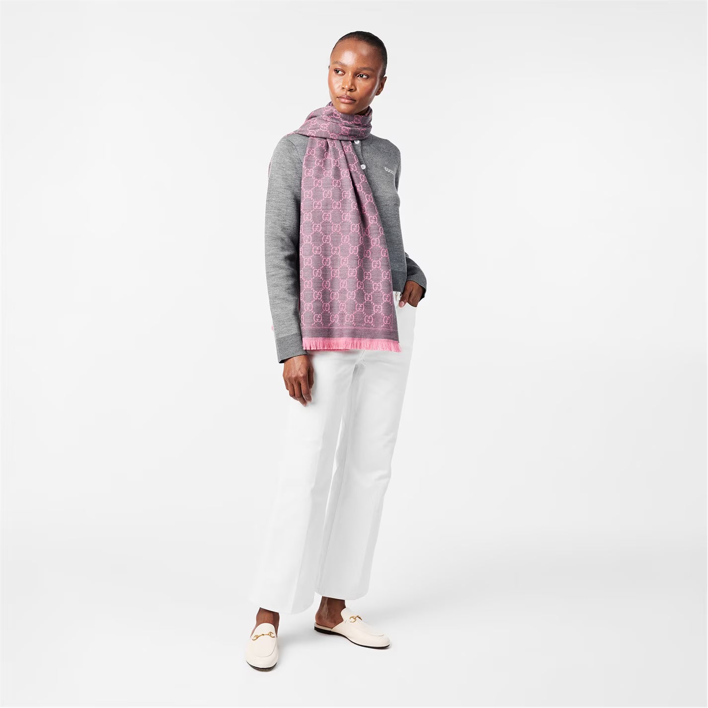 Women's GG Logo Wool Scarf