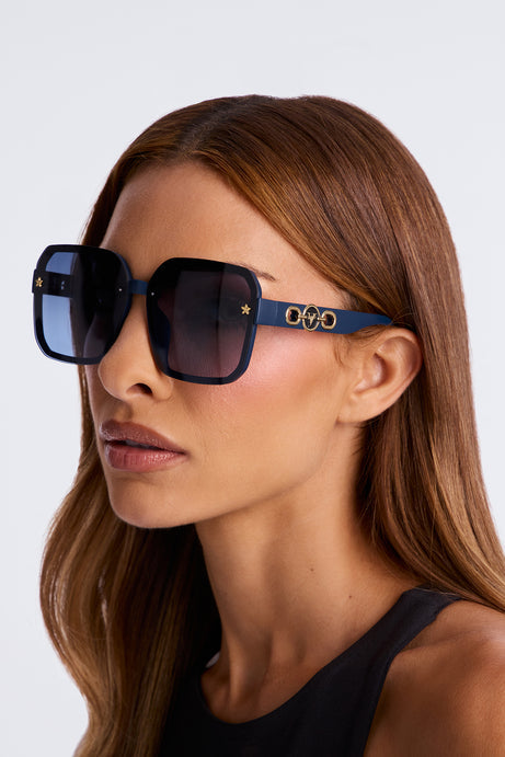 Starstruck Matt Square Sunglasses - Navy