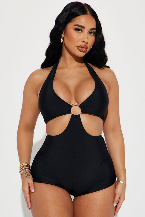 Sophia Cut Out 1 Piece Swimsuit - Black