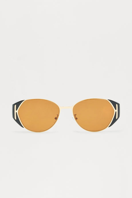 Take Me Back Round Sunglasses - Black/Brown