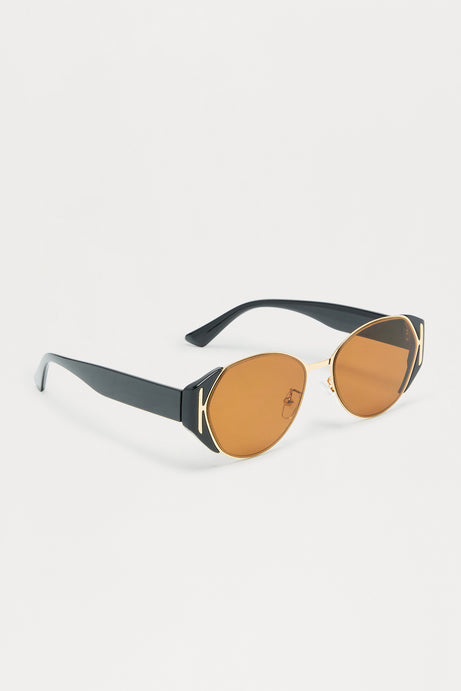 Take Me Back Round Sunglasses - Black/Brown