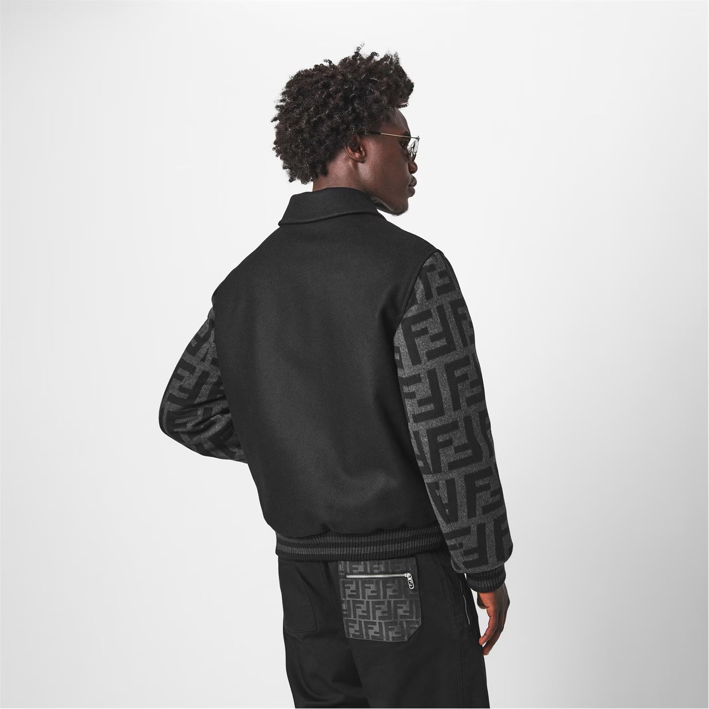 FENDI Men's Felt Blouson Wool Long Sleeve Coach Jacket