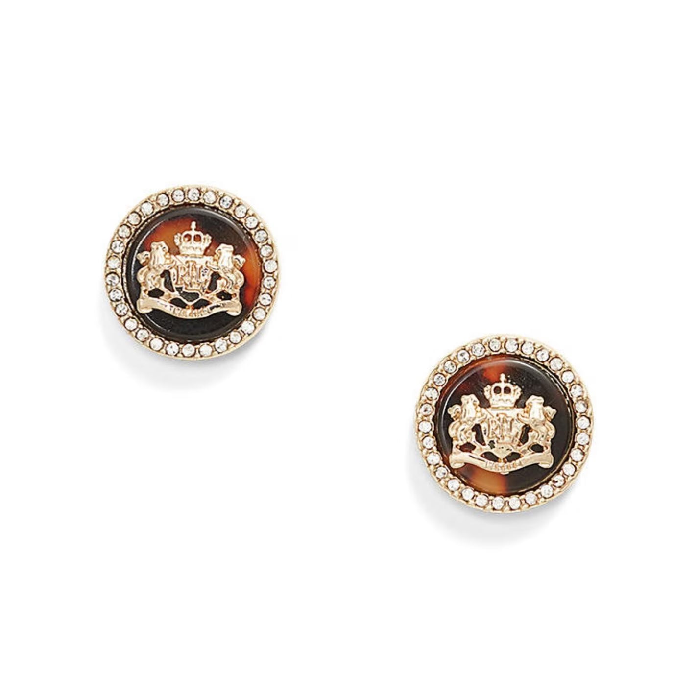 Lauren Ralph Lauren Tortoise & Gold Logo Stud Earrings
