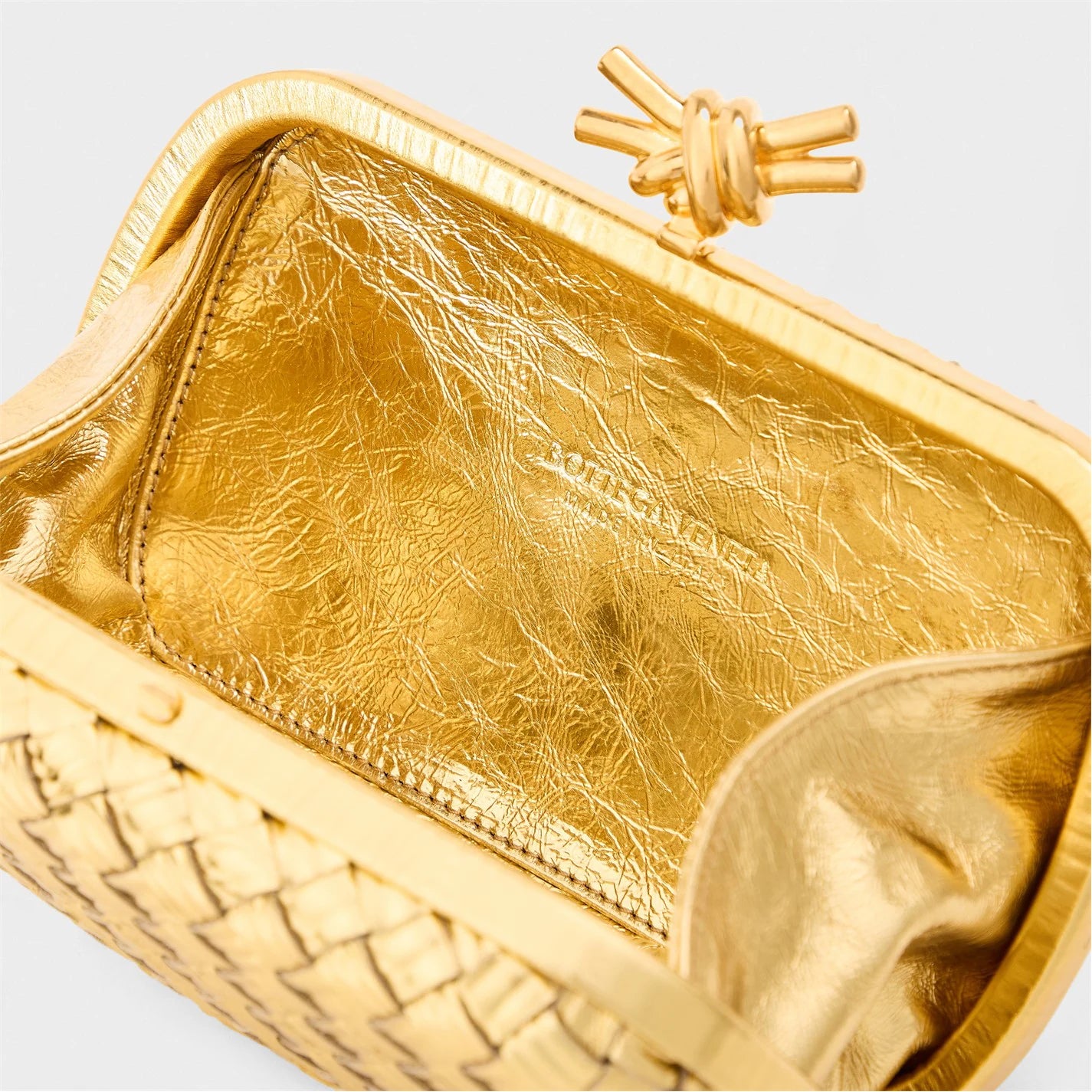 Women's BV Knot Metallic Clutch Bag