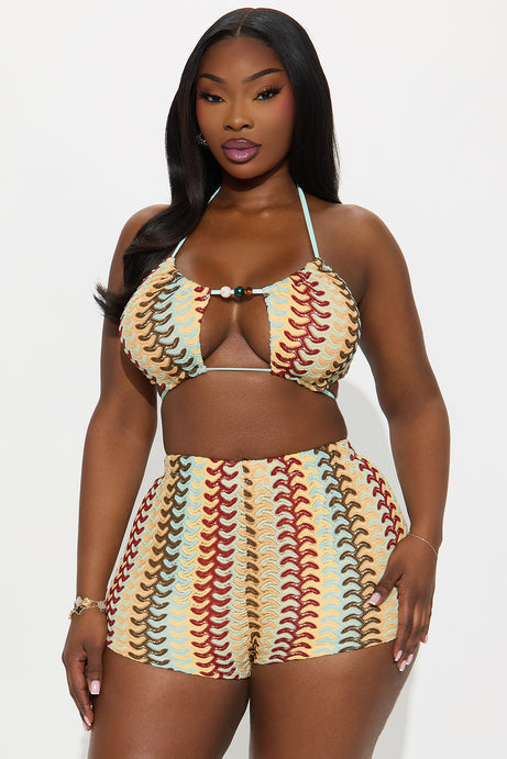 Natasha Crochet 2 Piece Boyshort Bikini - Blue/combo