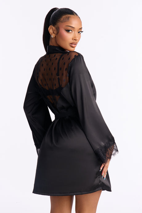 Gianna Satin Robe - Black