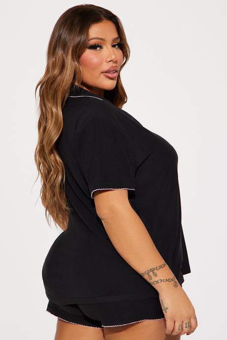 Weekends In PJ Short Set - Black