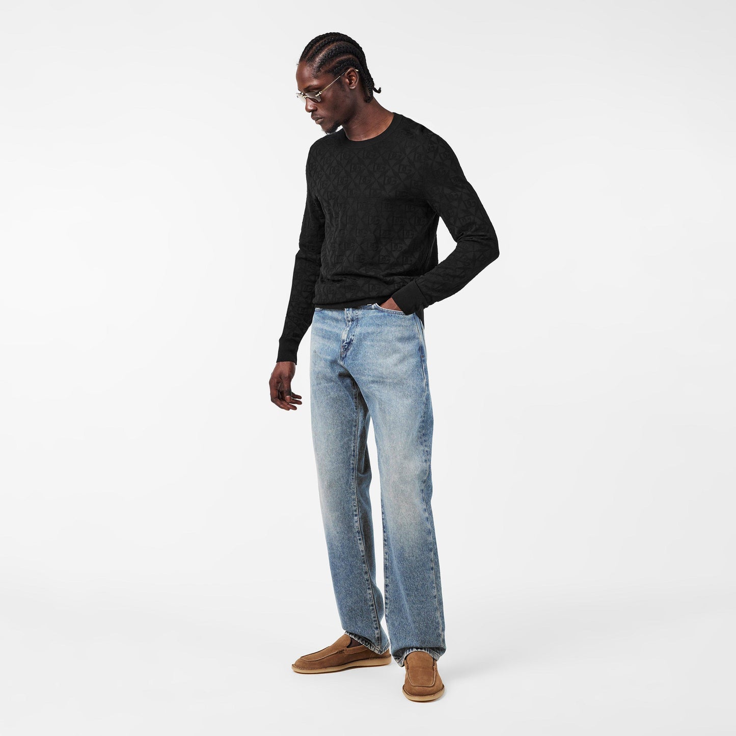 Dolce and Gabbana Men's Crepe Textured Slip-On Loafers