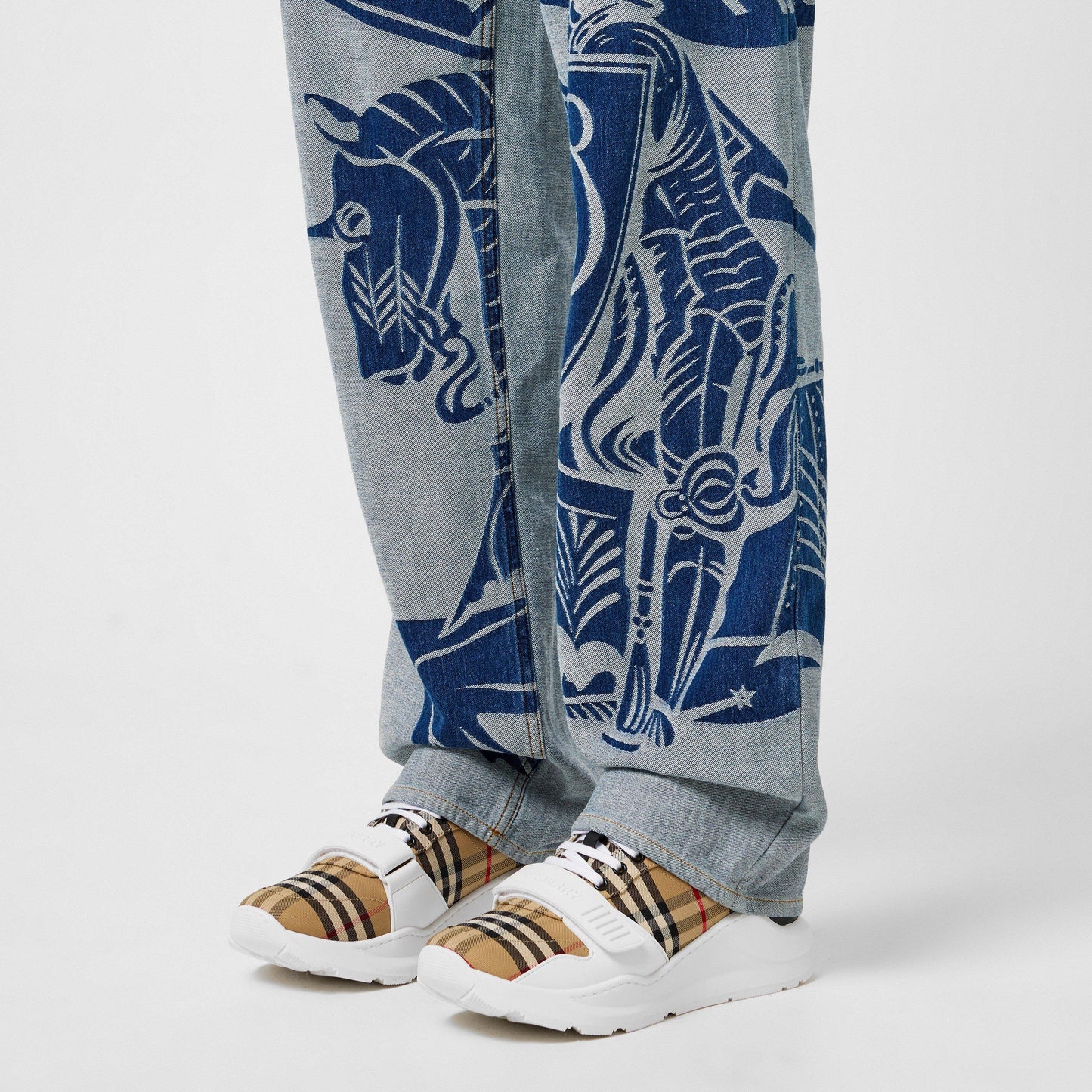 Burberry Men's Regis Check Cotton Trainers