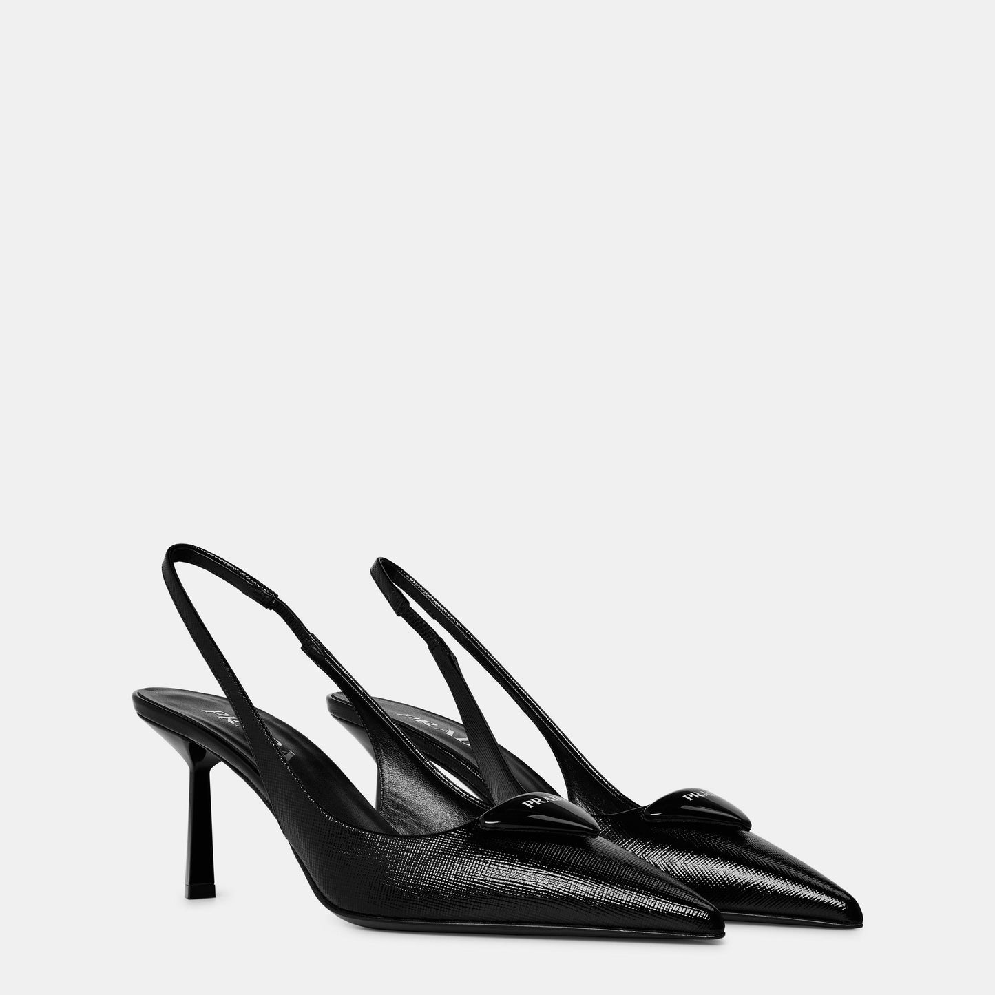 Prada Triangle Logo Slingback Pumps 75mm