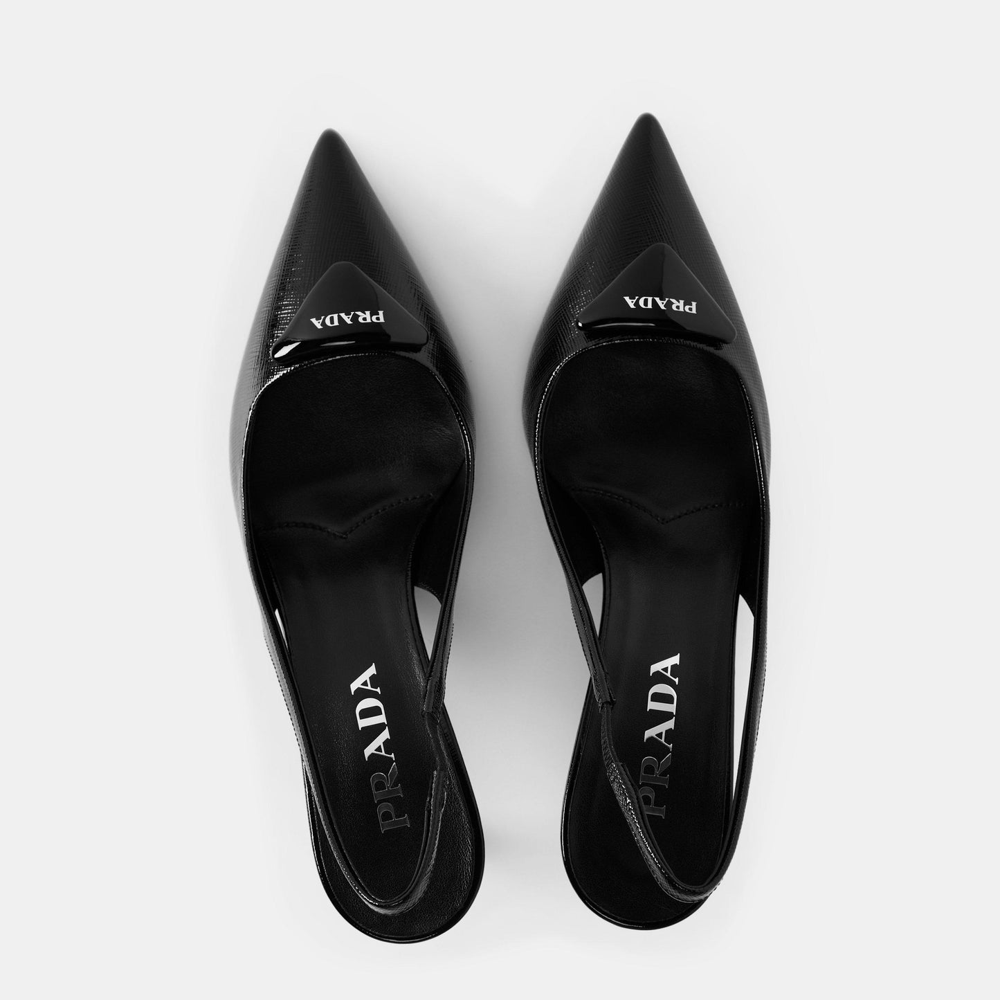 Prada Triangle Logo Slingback Pumps 75mm