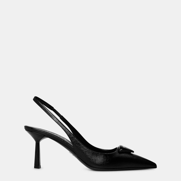 Prada Triangle Logo Slingback Pumps 75mm
