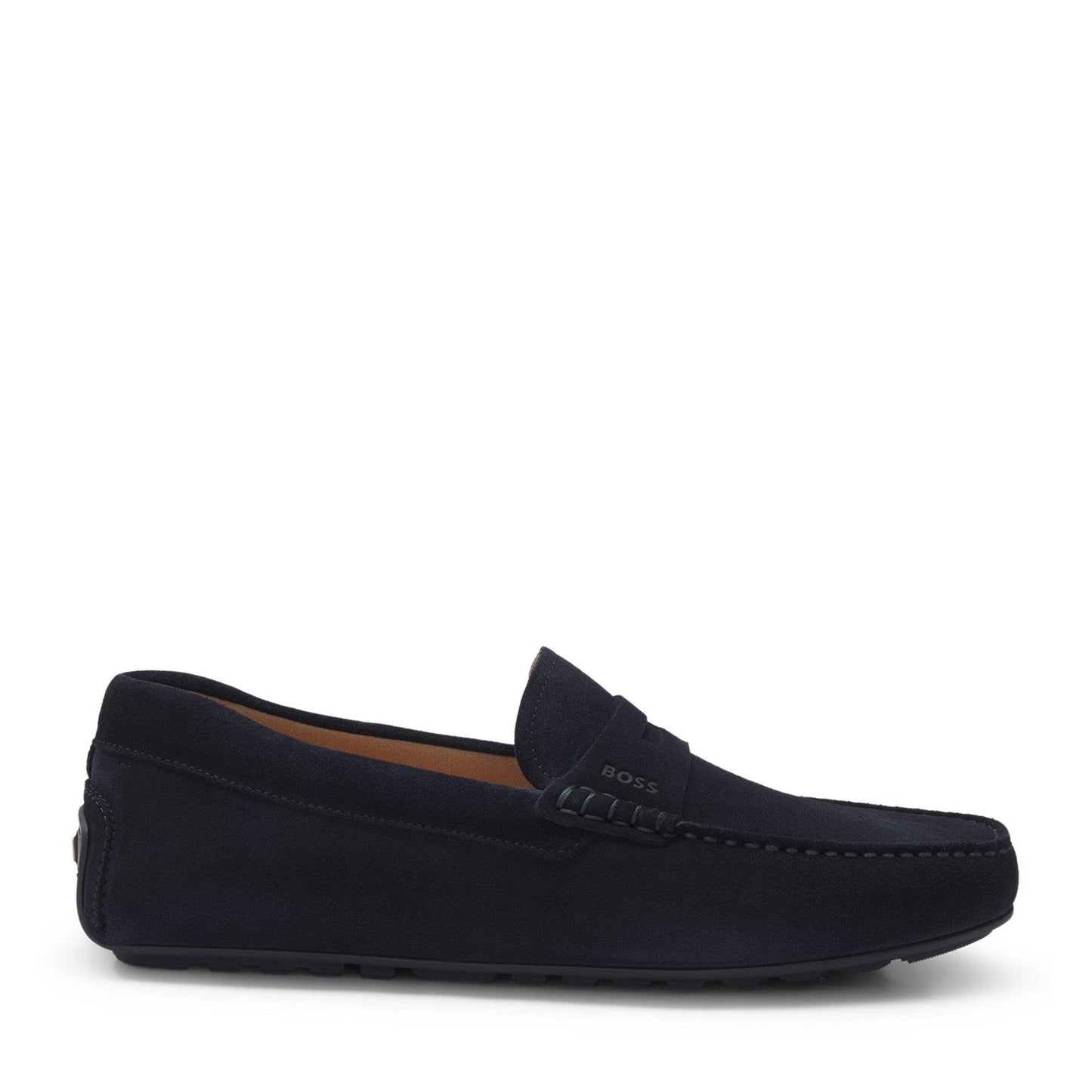Boss Mens BOSS BLACK Suede Loafers with Debossed Logo Detail