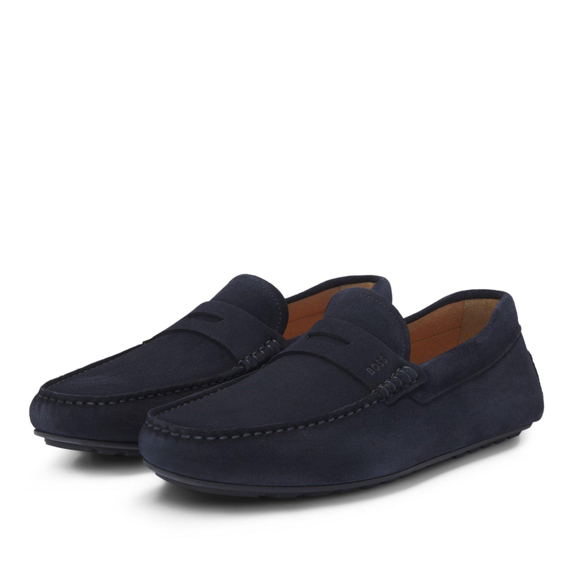 Boss Mens BOSS BLACK Suede Loafers with Debossed Logo Detail