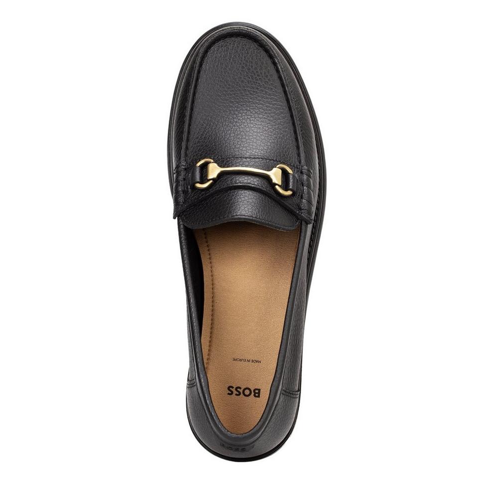 Boss Mens BOSS Leather Slip-on Loafers with Embossed Logo (Tevan)