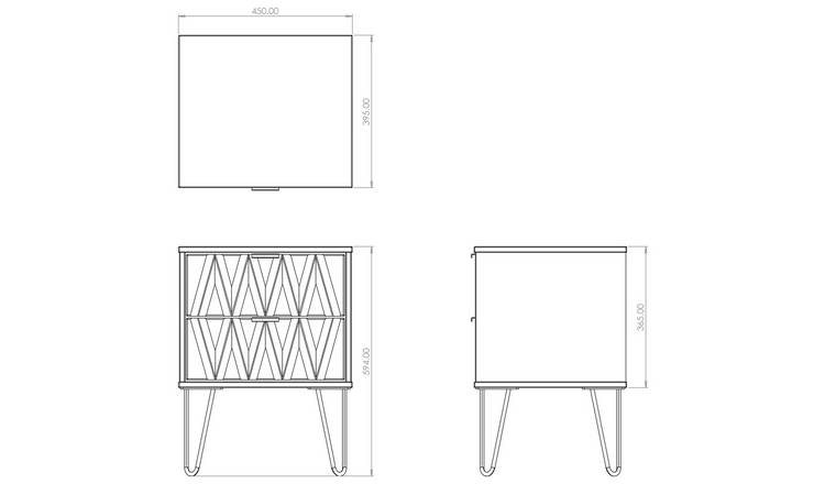 Livara Calvello 2 Drawer Bedside Table - Off White