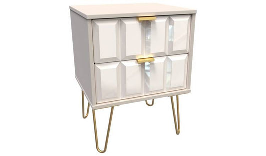 Livara Calvello 2 Drawer Bedside Table - Off White
