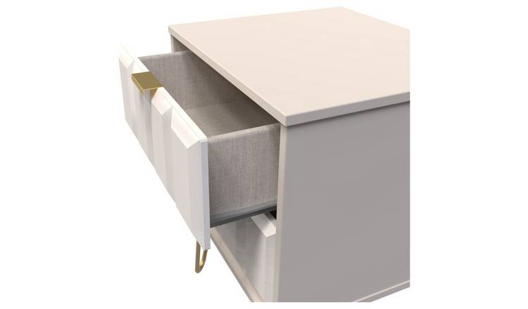 Livara Calvello 2 Drawer Bedside Table - Off White