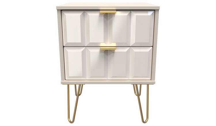 Livara Calvello 2 Drawer Bedside Table - Off White