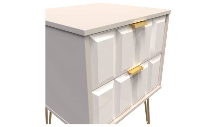 Livara Calvello 2 Drawer Bedside Table - Off White