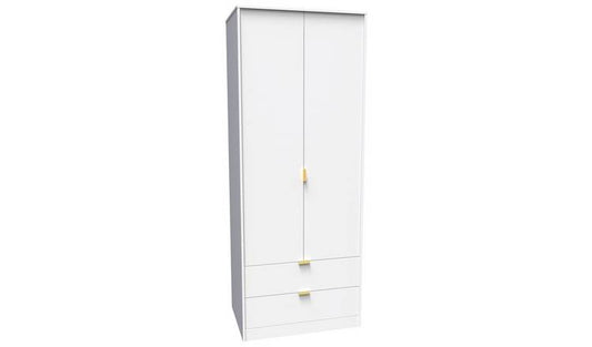 Livara Messina 2 Door 2 Drawer Wardrobe - White