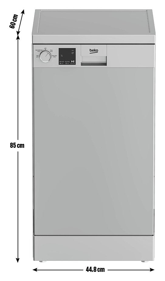 Beko DVS04020S Slimline Dishwasher - Silver