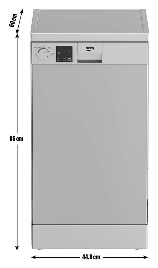 Beko DVS04020S Slimline Dishwasher - Silver