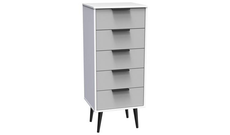 Livara Bergen 5 Drawer Tallboy - Grey & White
