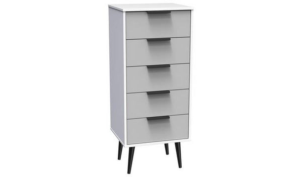 Livara Bergen 5 Drawer Tallboy - Grey & White