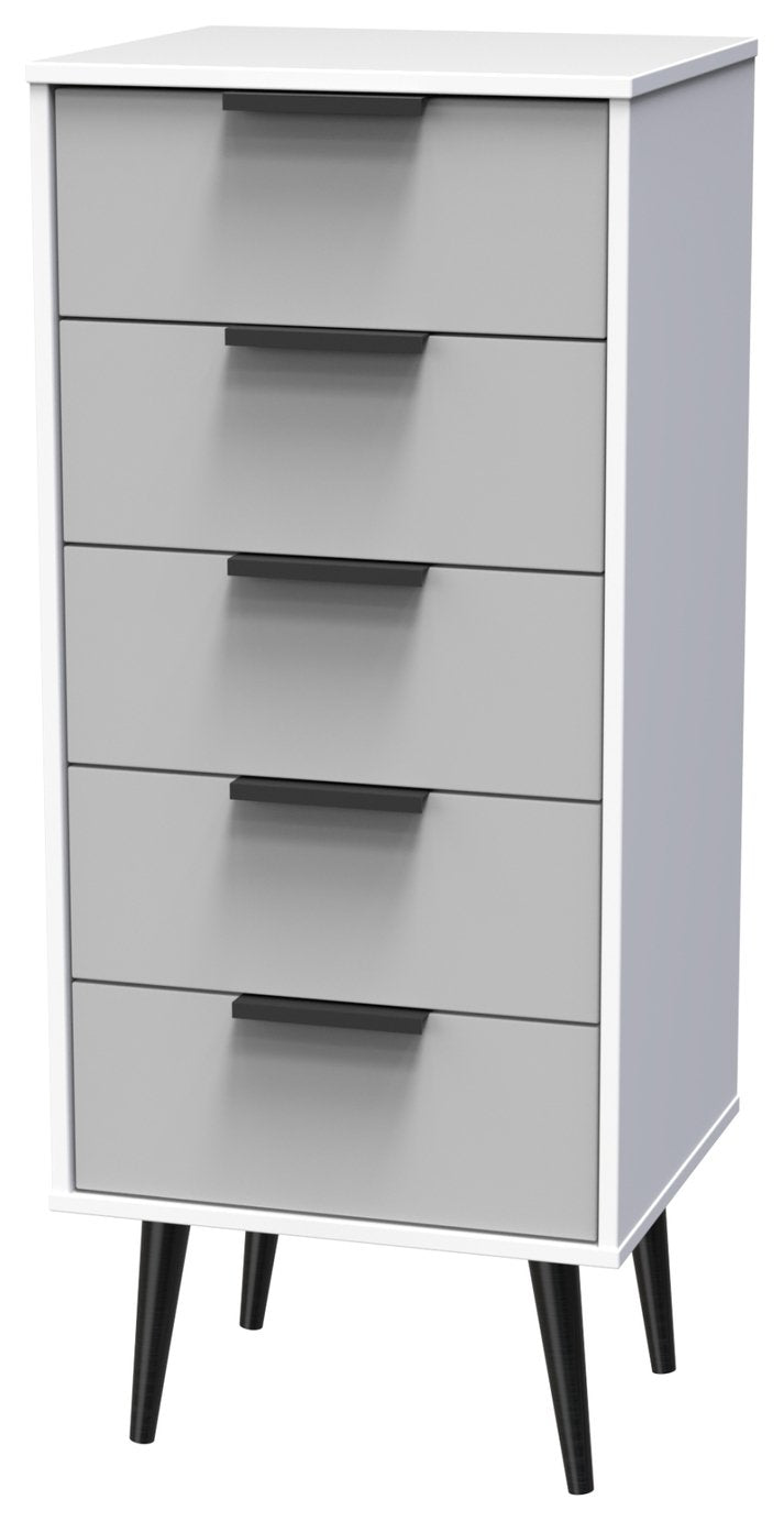 Livara Bergen 5 Drawer Tallboy - Grey & White