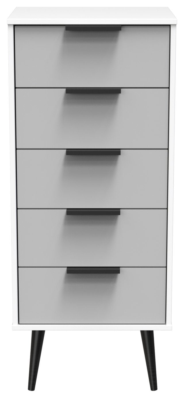 Livara Bergen 5 Drawer Tallboy - Grey & White