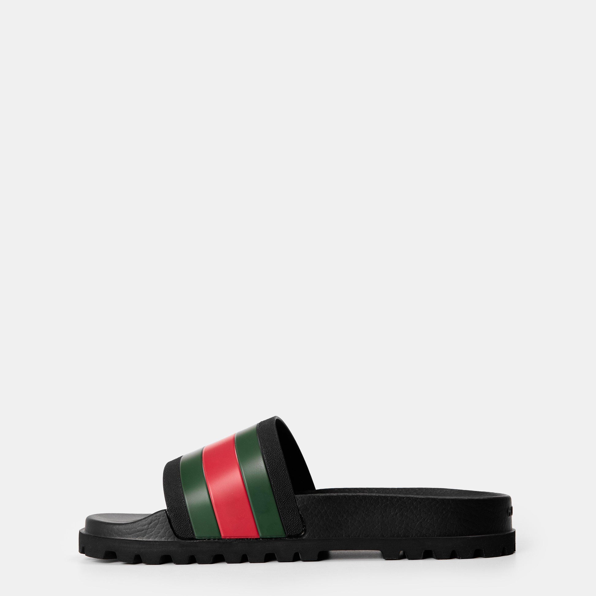 Gucci Men's Web Rubber Slide Sandals
