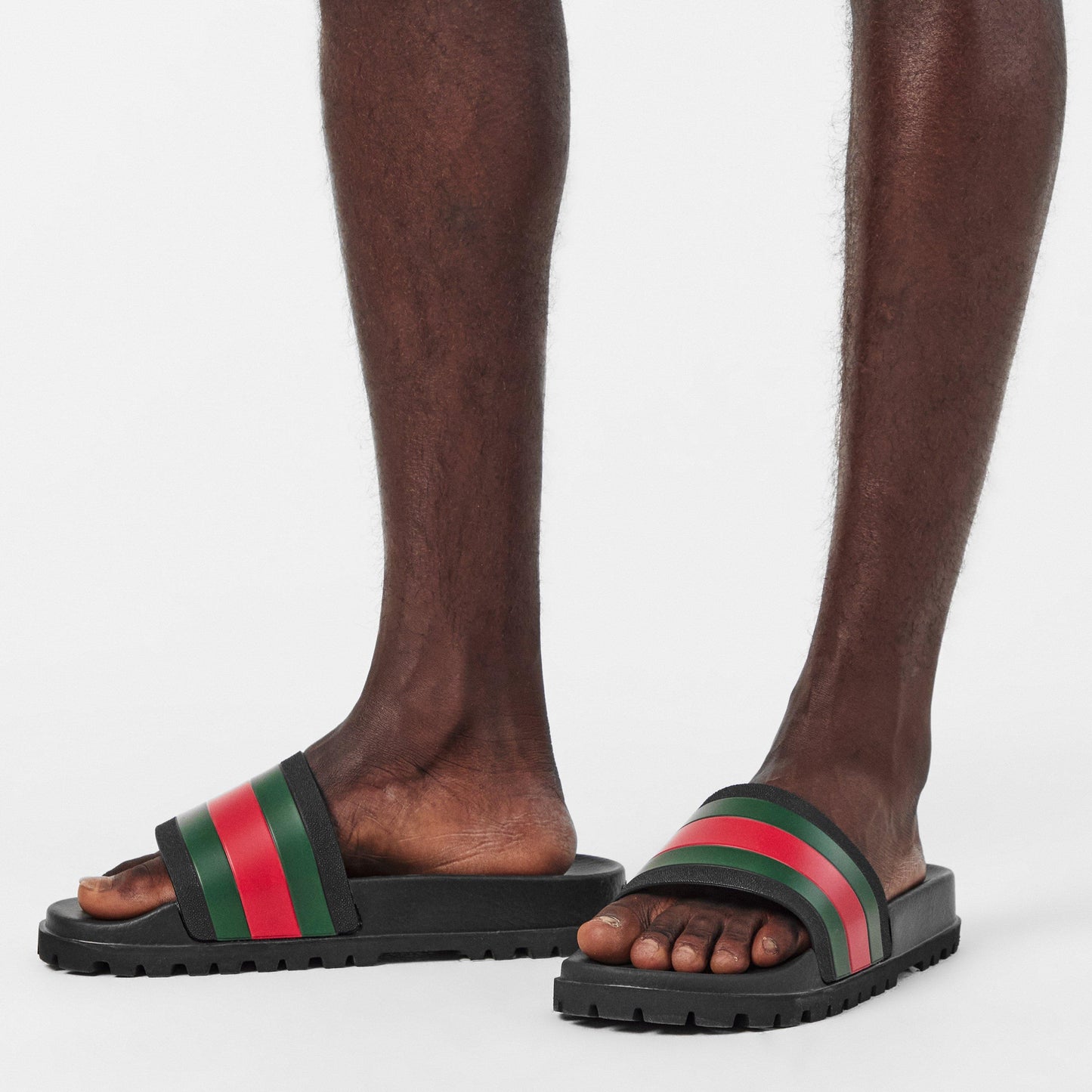 Gucci Men's Web Rubber Slide Sandals