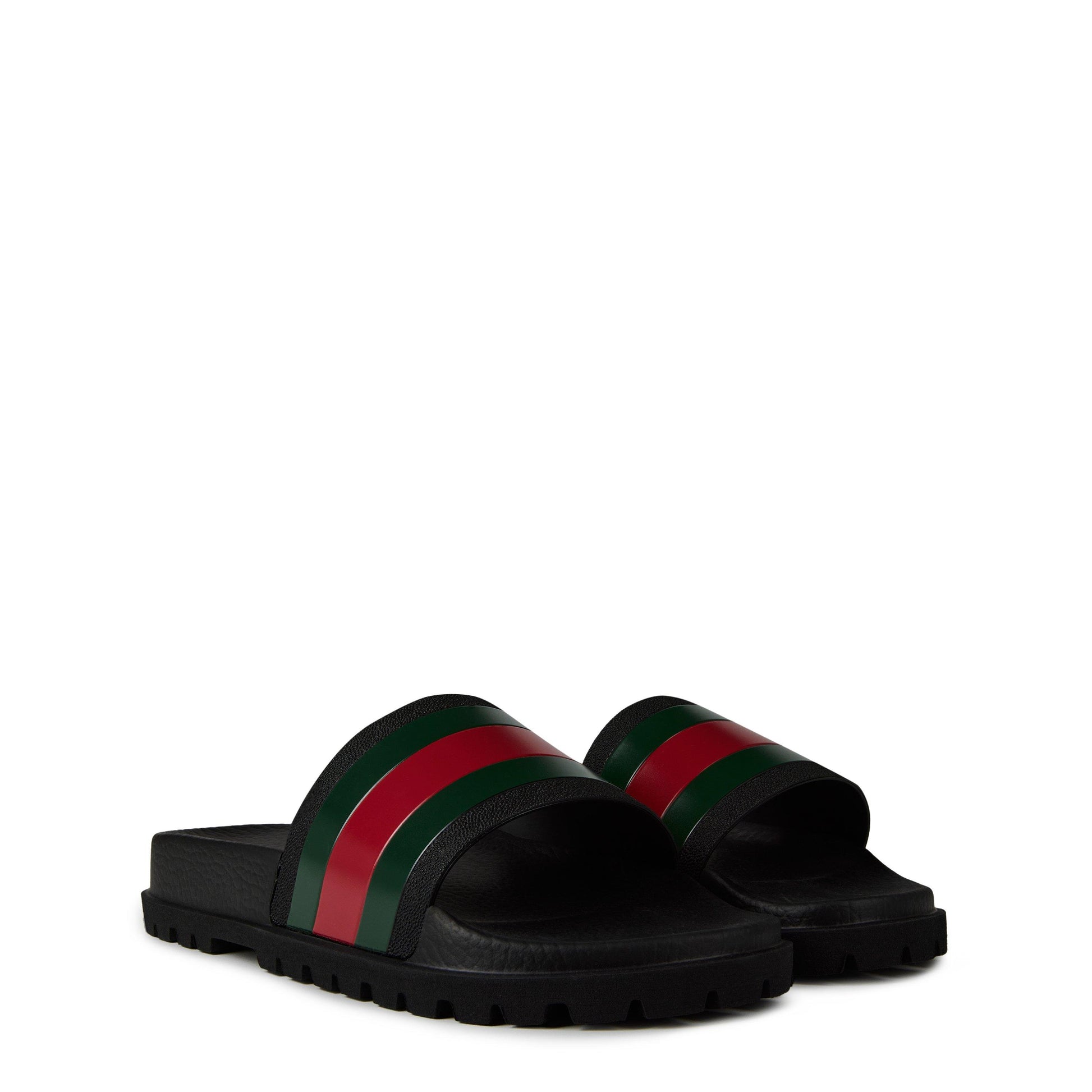 Gucci Men's Web Rubber Slide Sandals