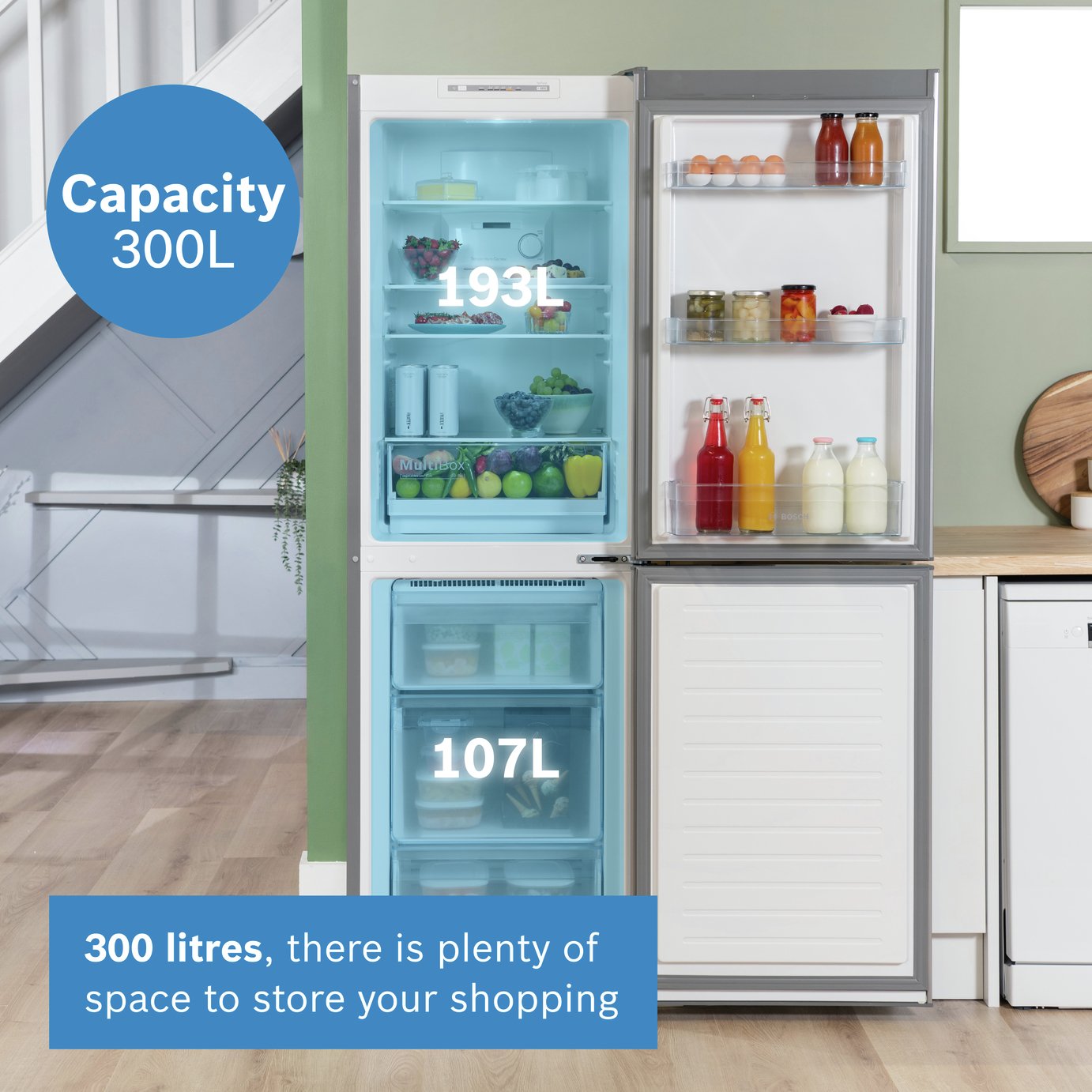 Bosch KGN34NLEAG Fridge Freezer - Stainless Steel
