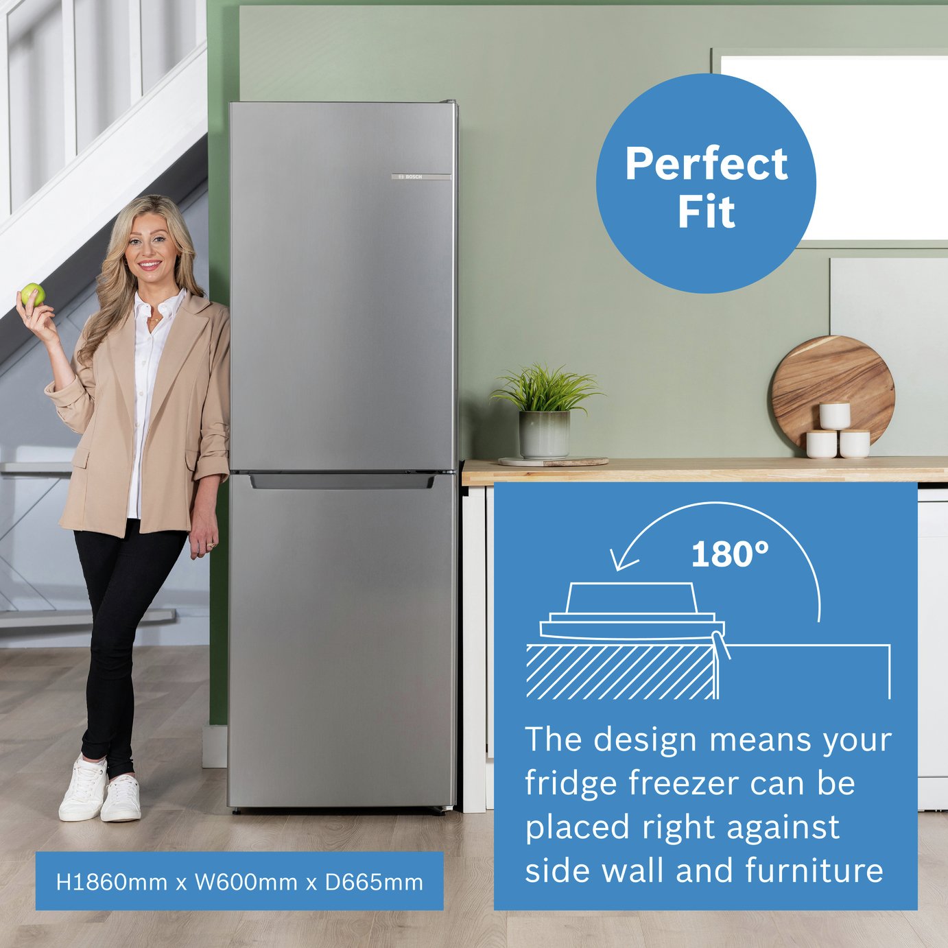 Bosch KGN34NLEAG Fridge Freezer - Stainless Steel