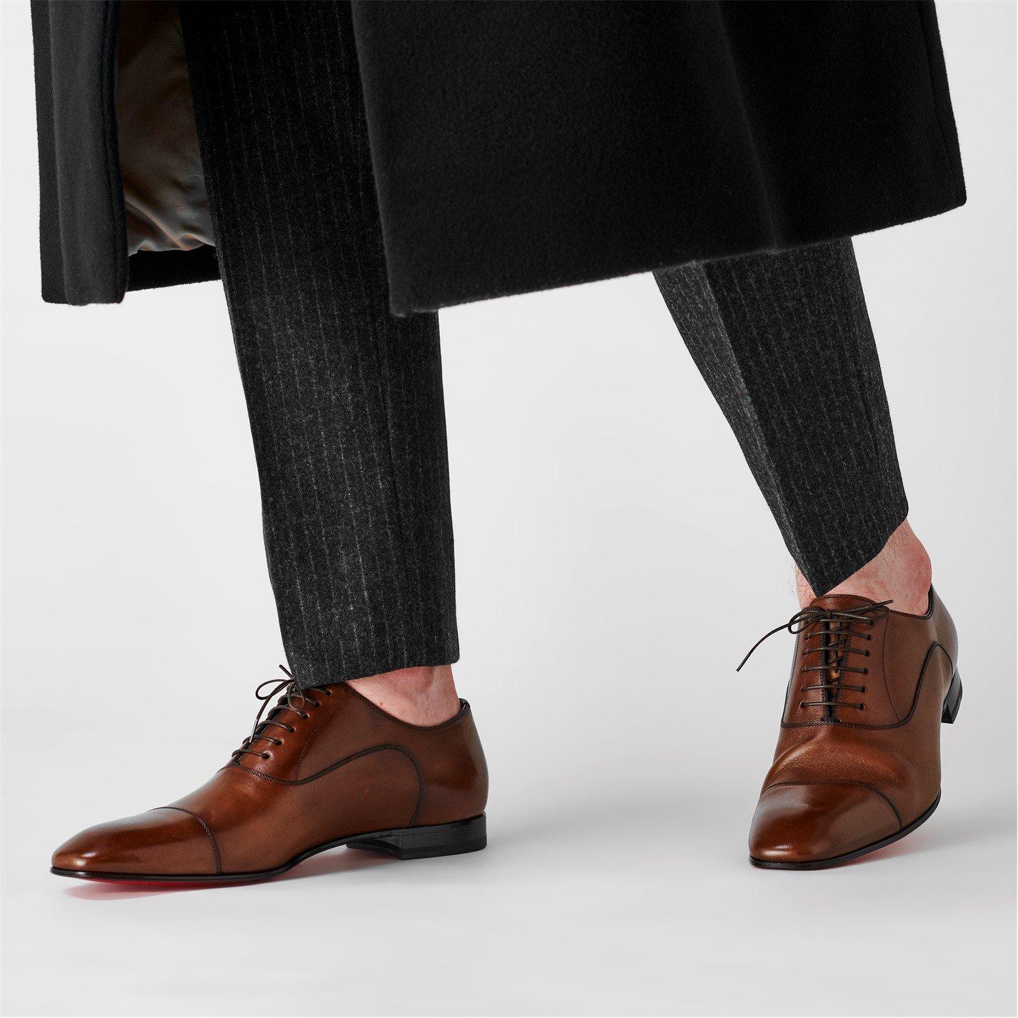 Christian Louboutin Men's Greggo Lace-Up Leather Boat Shoes