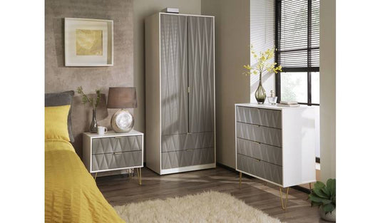 Livara Shimmer 5 Drawer Tallboy - Grey & White