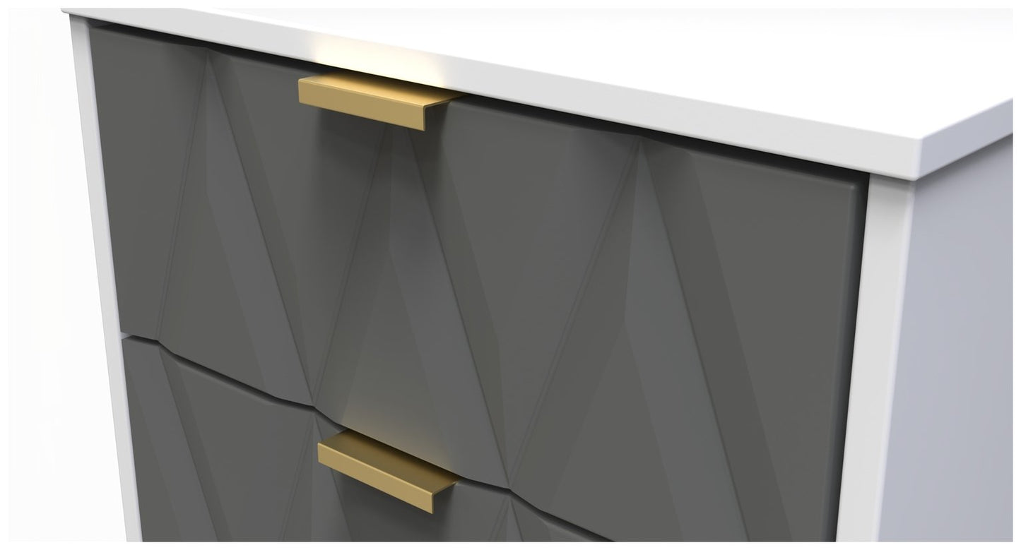 Livara Shimmer 5 Drawer Tallboy - Grey & White