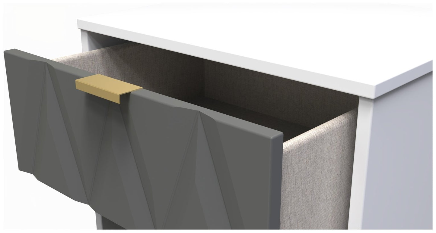 Livara Shimmer 5 Drawer Tallboy - Grey & White