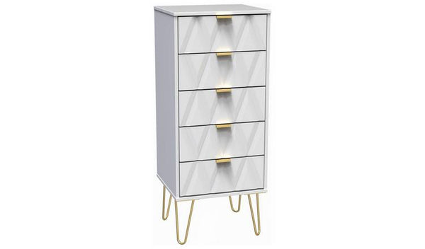 Livara Shimmer 5 Drawer Tallboy - White