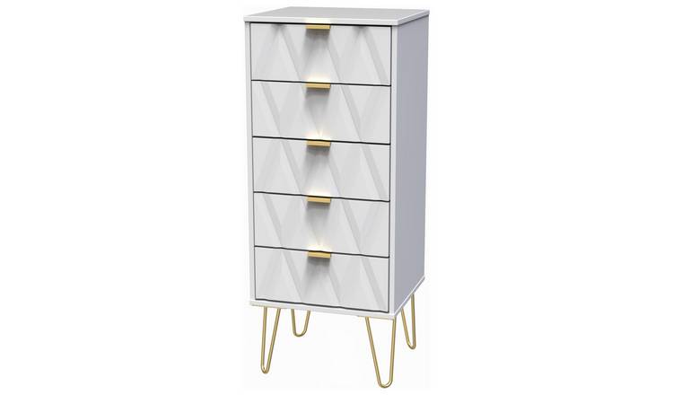 Livara Shimmer 5 Drawer Tallboy - White