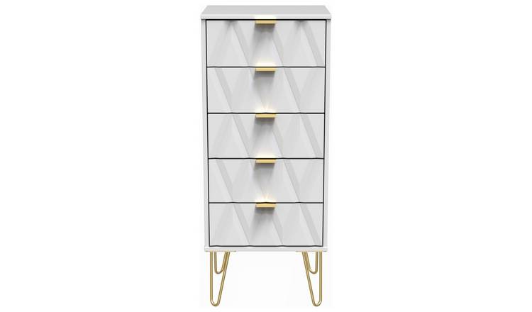 Livara Shimmer 5 Drawer Tallboy - White