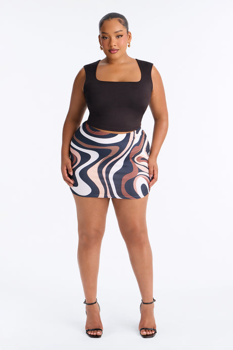 Your Illusion Abstract Mini Skirt - Black/combo