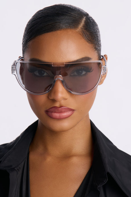 Been Over You Shield Sunglasses - Grey