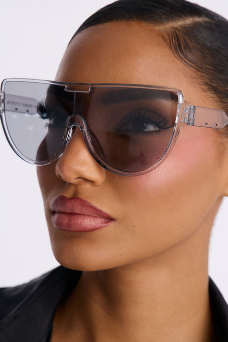 Been Over You Shield Sunglasses - Grey