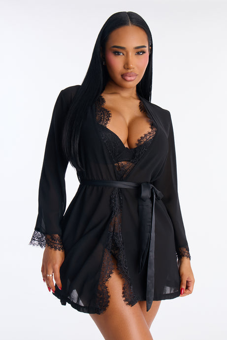 Muse Me Sheer Robe - Black